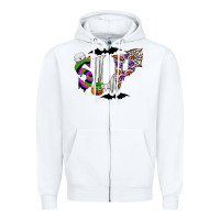 White slp Zipper Hoodie - CowhideDigitalArt