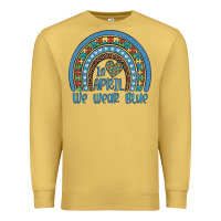 Antique Gold in april we wear blue autism awareness leopard rainbow Premium Sweatshirt - Artiststas