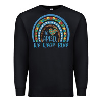 Black in april we wear blue autism awareness leopard rainbow Premium Sweatshirt - Artiststas