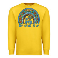 Lemon in april we wear blue autism awareness leopard rainbow Premium Sweatshirt - Artiststas