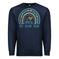 Navy in april we wear blue autism awareness leopard rainbow Premium Sweatshirt - Artiststas