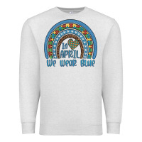 Oatmeal Heather in april we wear blue autism awareness leopard rainbow Premium Sweatshirt - Artiststas