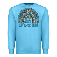 Ocean Blue in april we wear blue autism awareness leopard rainbow Premium Sweatshirt - Artiststas