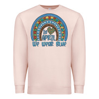 Pale Pink in april we wear blue autism awareness leopard rainbow Premium Sweatshirt - Artiststas