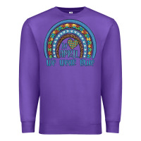 Purple in april we wear blue autism awareness leopard rainbow Premium Sweatshirt - Artiststas