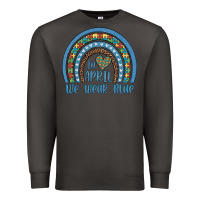 Smoke in april we wear blue autism awareness leopard rainbow Premium Sweatshirt - Artiststas