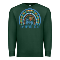 Sports Green in april we wear blue autism awareness leopard rainbow Premium Sweatshirt - Artiststas