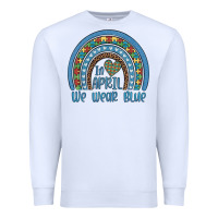 White in april we wear blue autism awareness leopard rainbow Premium Sweatshirt - Artiststas