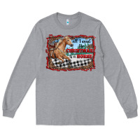 Heather Grey all i want for christmas is a horse  with farm Long Sleeve Tee - RanaPortraitStore