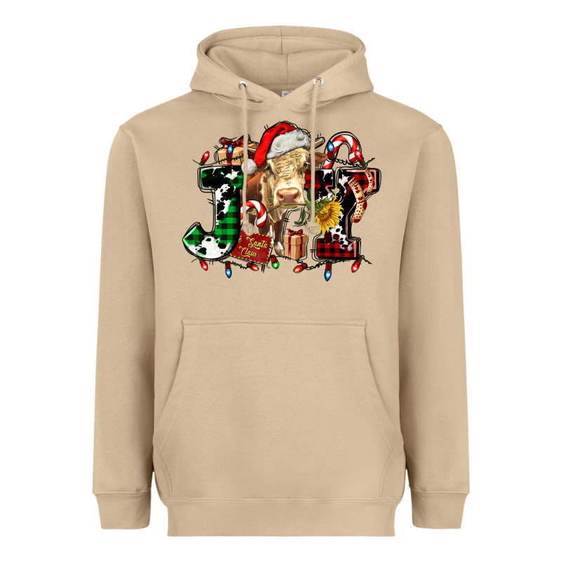 Joy And Cow Christmas Candies And Letters Heavyweight Hoodie by AdoDesignShop | Teevron