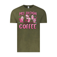 Vintage Olive my sleigh runs on coffee Vintage Tee - MaliasSmallBusiness