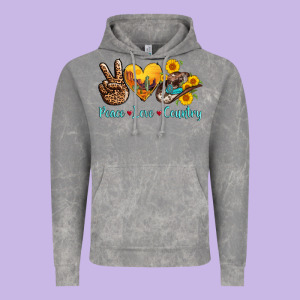 Peace Love Country Cowhide Cowboy Hat Vintage Hoodie Designed By Adodesignshop