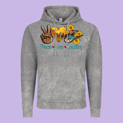 Peace Love Country Cowhide Cowboy Hat Vintage Hoodie Designed By Adodesignshop