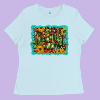Cactus Christmas Ladies Tee Designed By Barkaloodesign