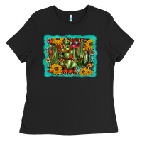 Black cactus christmas Ladies Tee - BarkalooDesign