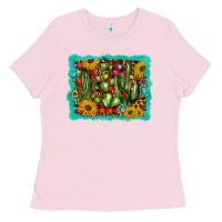 Bubblegum Pink cactus christmas Ladies Tee - BarkalooDesign