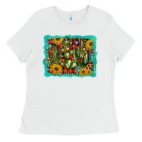 White cactus christmas Ladies Tee - BarkalooDesign