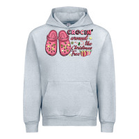 Heather Grey Pink Christmas crocin' around the Christmas tree Urban Hoodie - NancyCooperArtShop