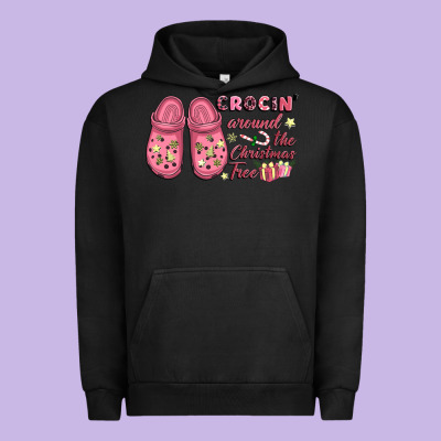 Pink Christmas Crocin' Around The Christmas Tree Urban Hoodie Designed By Nancycooperartshop