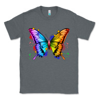 Charcoal Heather rainbow butterfly Classic Tee - Zillion Design Studio