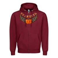 Burgundy Thankful Zipper Hoodie - CowhideDigitalArt