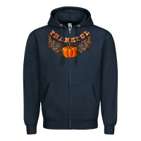 Navy Thankful Zipper Hoodie - CowhideDigitalArt
