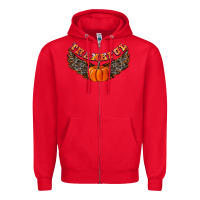 Red Thankful Zipper Hoodie - CowhideDigitalArt