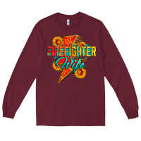 Burgundy firefighter wife with lightning bolt Long Sleeve Tee - Zillion Design Studio