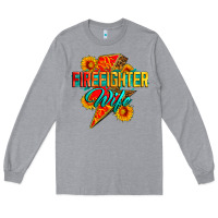 Heather Grey firefighter wife with lightning bolt Long Sleeve Tee - Zillion Design Studio