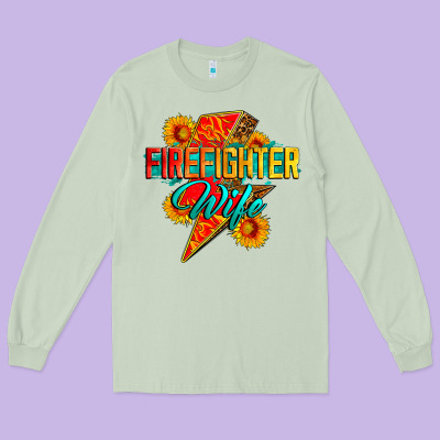 Firefighter Wife With Lightning Bolt Long Sleeve Tee Designed By Zillion Design Studio