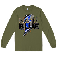 Army Green back the blue with lightning bolt Long Sleeve Tee - Zillion Design Studio