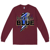 Burgundy back the blue with lightning bolt Long Sleeve Tee - Zillion Design Studio