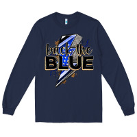 Navy back the blue with lightning bolt Long Sleeve Tee - Zillion Design Studio