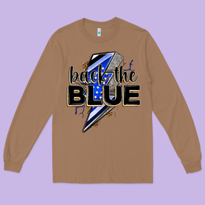 Back The Blue With Lightning Bolt Long Sleeve Tee Designed By Zillion Design Studio