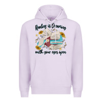 Lilac reading is dreaming with your eyes open Premium Hoodie - MaliasSmallBusiness