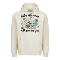 Oatmeal Heather reading is dreaming with your eyes open Premium Hoodie - MaliasSmallBusiness