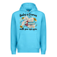 Ocean Blue reading is dreaming with your eyes open Premium Hoodie - MaliasSmallBusiness