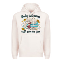 Pale Pink reading is dreaming with your eyes open Premium Hoodie - MaliasSmallBusiness