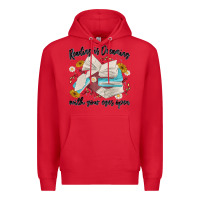 Red reading is dreaming with your eyes open Premium Hoodie - MaliasSmallBusiness