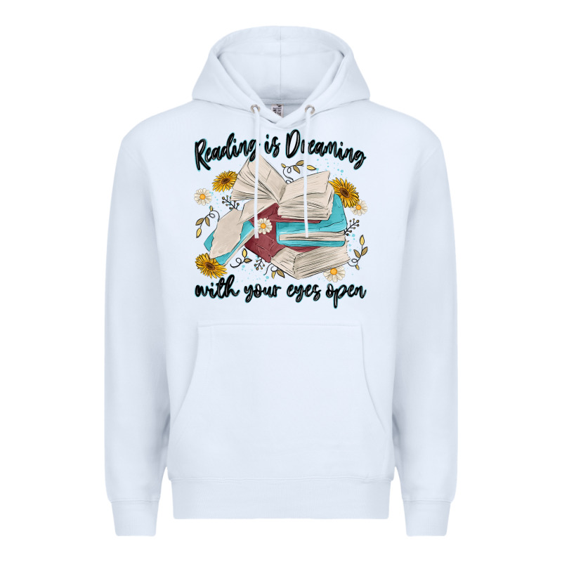 Reading Is Dreaming With Your Eyes Open Premium Hoodie by MaliasSmallBusiness | Teevron
