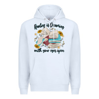 White reading is dreaming with your eyes open Premium Hoodie - MaliasSmallBusiness