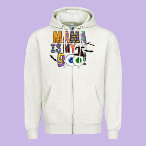 Mama Is My Boo Zipper Hoodie Designed By Cowhidedigitalart