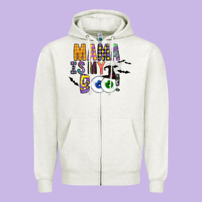 Mama Is My Boo Zipper Hoodie Designed By Cowhidedigitalart