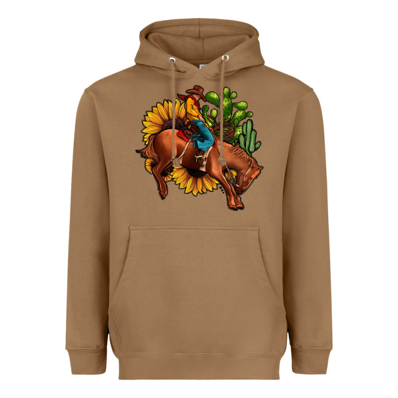 Rodeo Cowboy Sunflower Cactus Heavyweight Hoodie by JahusDesignShop | Teevron