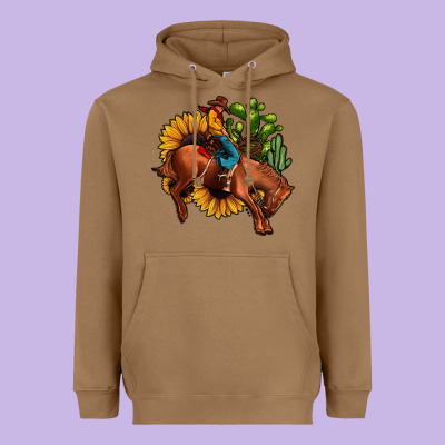 Rodeo Cowboy Sunflower Cactus Heavyweight Hoodie Designed By Jahusdesignshop