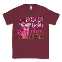 Burgundy Nobody Fights Alone Coffee Classic Tee - texasbilliewilder