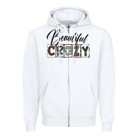 White beatiful crazy Zipper Hoodie - SublimationCraftShop