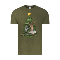 Vintage Olive hunting christmas tree Vintage Tee - MaliasSmallBusiness