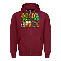 Burgundy Bad and boozy st. patricks day Zipper Hoodie - Neo Western