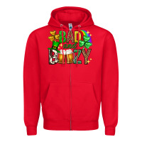 Red Bad and boozy st. patricks day Zipper Hoodie - Neo Western